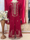Crimson Royalty – Blood Red Khaadi Net Bridesmaid Dress