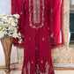 Crimson Royalty – Blood Red Khaadi Net Bridesmaid Dress