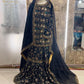 Regal Charm – A Handcrafted Black Velvet Bridesmaid Garara with Shiffon Dupatta