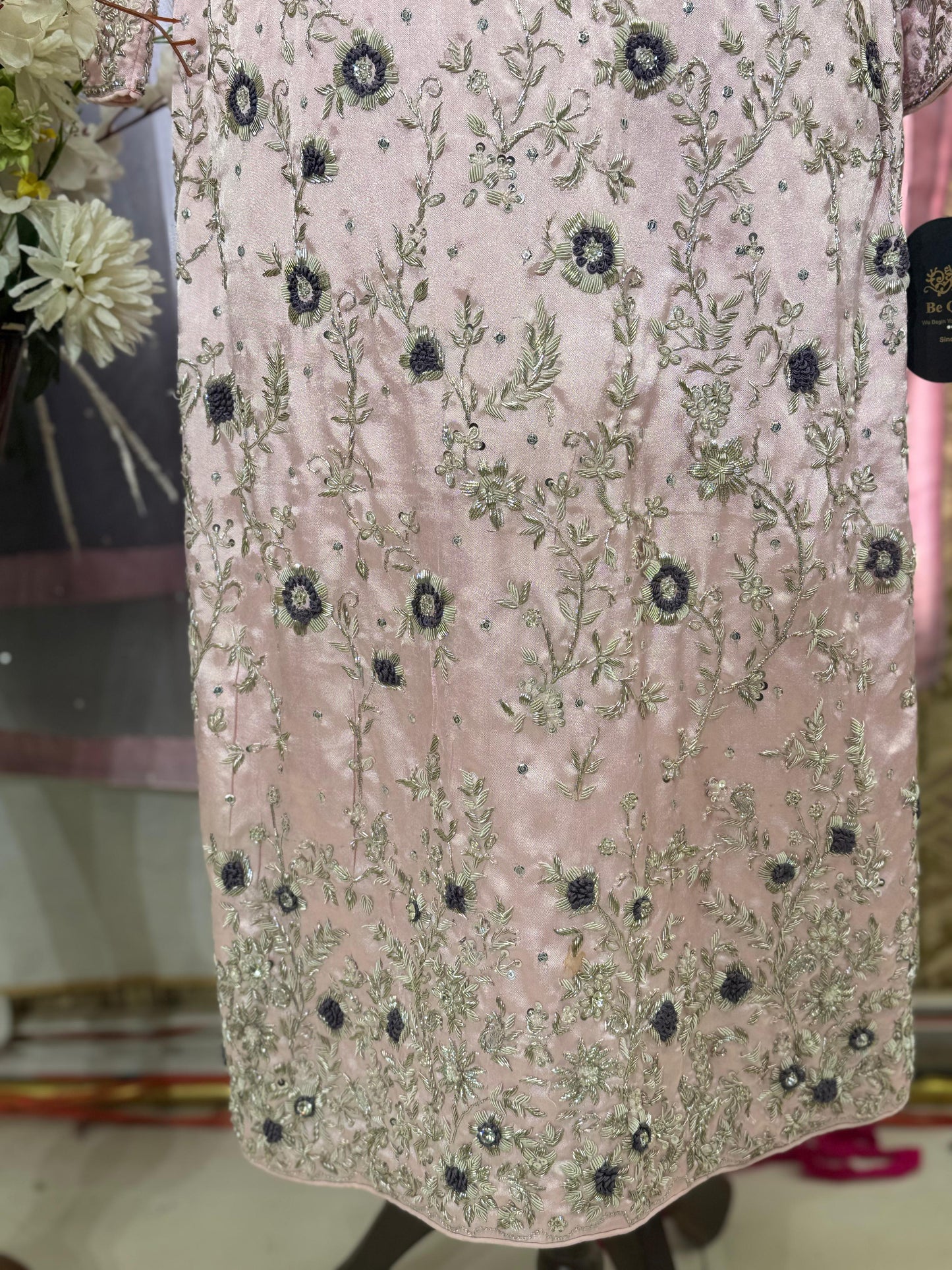 Pastel Majesty – Silk Ensemble with Silver Handwork