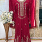 Crimson Royalty – Blood Red Khaadi Net Bridesmaid Dress